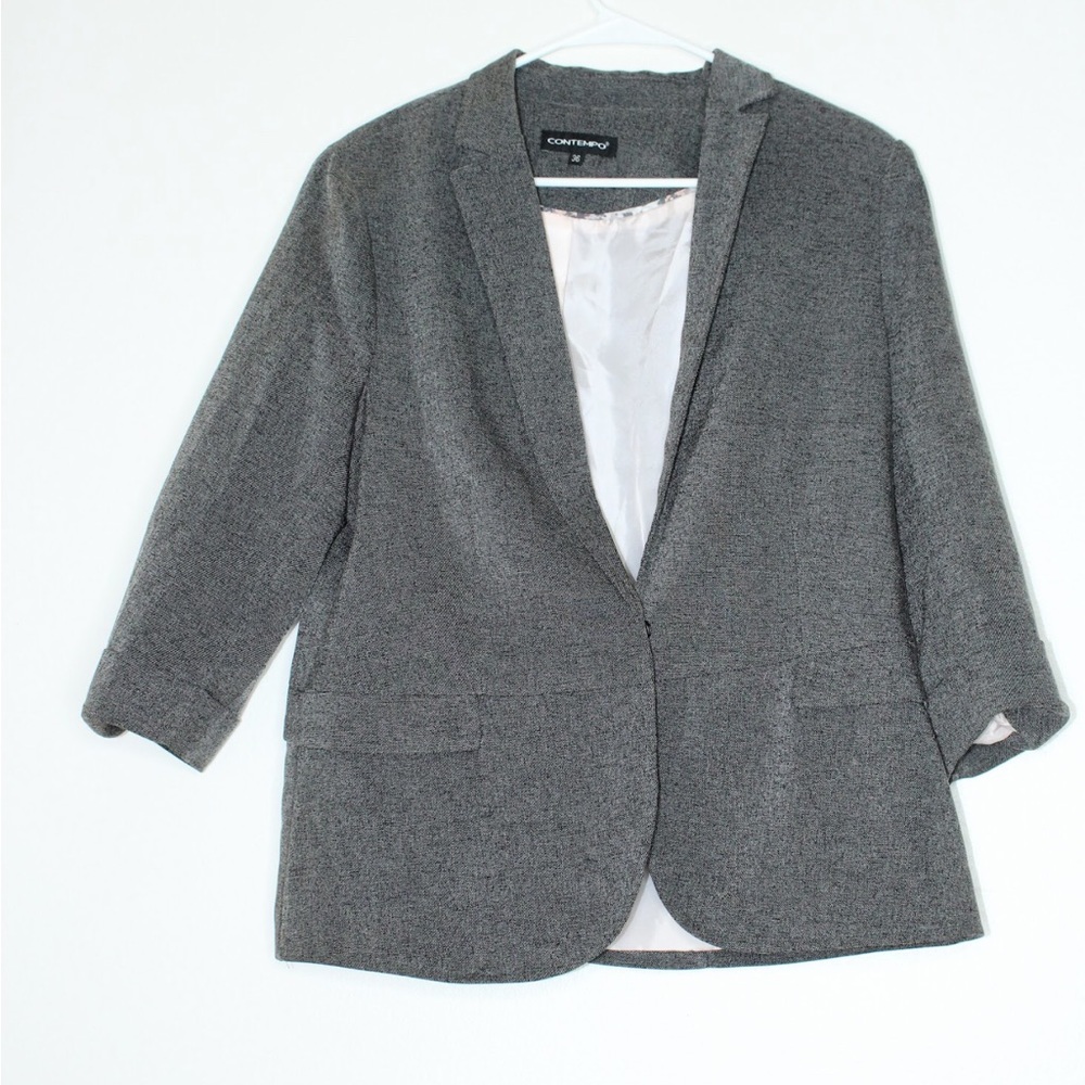 Contempo Gray 3/4 Sleeve Blazer Sz 36